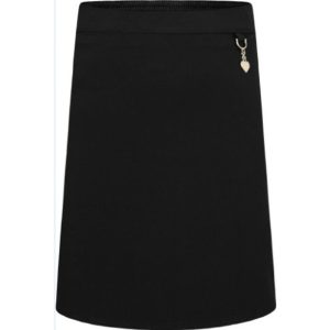 Black Pull Up Skirt with Heart Clasp, School Uniform, Girls Trousers