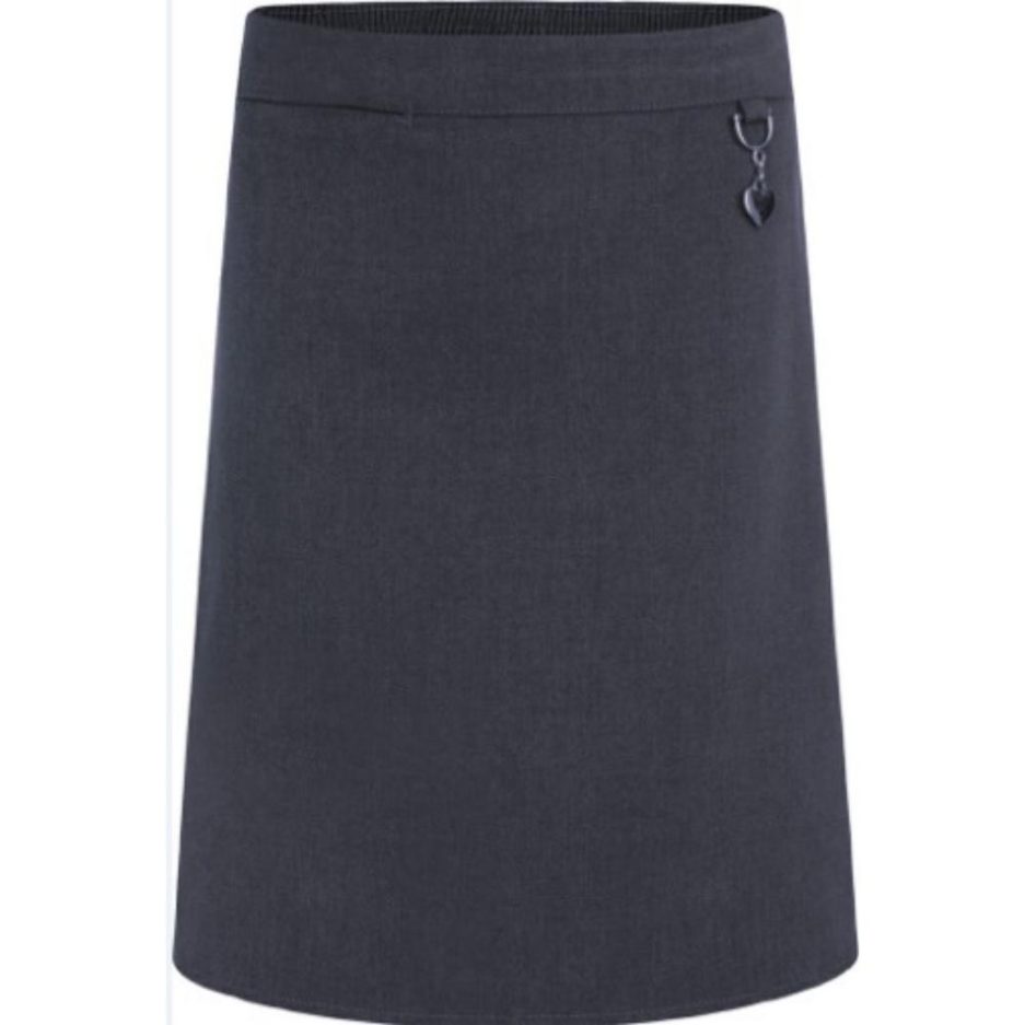 Grey Pull Up Skirt with Heart Clasp, Skirts
