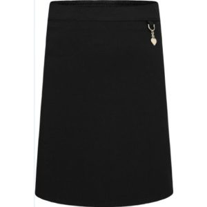 Black Pull Up Skirt with Heart Clasp, Gilbert Inglefield, School Uniform, Greenleas Lower, Heathwood Lower, Hockliffe Lower, Leighton Middle, Linslade School, Overstone Combined, Woburn Lower, Mary Bassett Lower School, Dovery Academy, Beaudesert Lower School, Skirts, Edlesborough Primary Academy, Brooklands